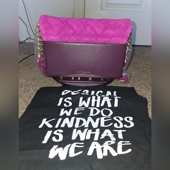 NWT Kurt Geiger Mini Kensington Quilted Suede Crossbody Bag - Picture 6 of 14